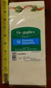Geographics Christmas Envelopes #10 Holly Ribbon Edge Off White 47 - Picture 1 of 5