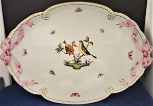 Seltener Herend Rothschild Vogel (RO) 15" ovales Band Tablett (400) - Bild 1 von 5