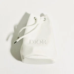 Christian Dior Off White Twill Drawstring Pouch Makeup Small Bucket Bag - Picture 1 of 2