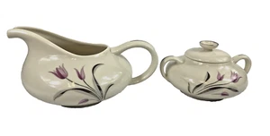VTG Gladdings McBean Franciscan USA China Carmel Creamer & Sugar Bowl Pink Tulip - Picture 1 of 18
