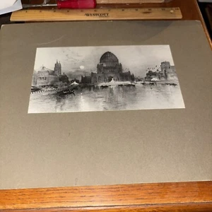 Antique Chicago 1893 World’s Fair Admin Mounted Architecture Photo Richard Hunt - Picture 1 of 5