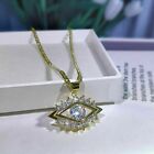 2Ct Round Cut Simulated Diamond Evil Eye Pendant Necklace 14K Yellow Gold Plated