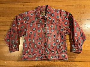 VINTAGE Gotcha Covered Jeans Wear Aztec All Over Print Jacket Women’s S Pink 80s - Picture 1 of 11
