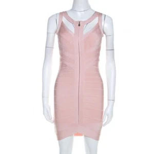 Herve Leger Light Pink Knit Icy Rose Cutout Bandage Dress S - Picture 1 of 5