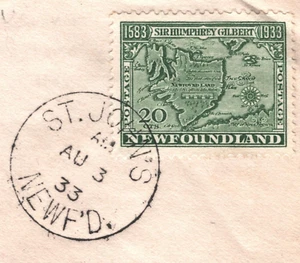 NEWFOUNDLAND 1933 FDC Humphrey Gilbert 20c MAP First Day Cover SIGNED MAYOR XC88 - Picture 1 of 15
