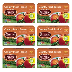 Country Peach Passion Herbal Tea 20 Bags (6-Pack) Caffeine Free - Picture 1 of 12