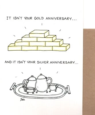 Divertida tarjeta de felicitación Happy Anniversary Not A Milestone Silver Golden Dale Foto 1 de 3