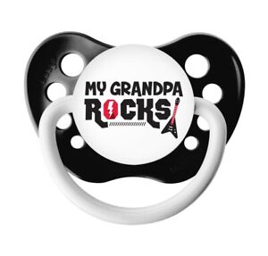 My Grandpa Rocks Pacifier - Black - 0-18 months - Ulubulu - Unisex Baby Gift