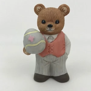 Vintage Homco Papa Boy Teddy Bear w Easter Egg Figurine 1430 Father/ Dad 3"  - Picture 1 of 7