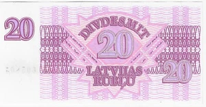 20 rubles rublu 1992 Latvia P-39a UNC - Foto 1 di 2