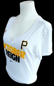 Nike Women's Pittsburgh Pirates October Reign White Slim Fit Shirt Size Large - Picture 1 of 3