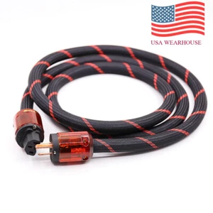 1.5m HIFi 5N OFC Pure Copper Power Cable US Male IEC Female Plug Main power cord - Picture 1 of 14