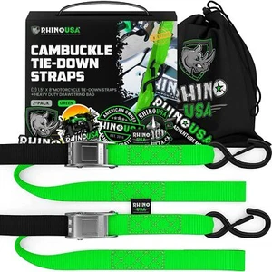 Rhino USA Motorcycle Tie Down Straps 2 Pack Lab Inspected 3328lb Break - Picture 1 of 7