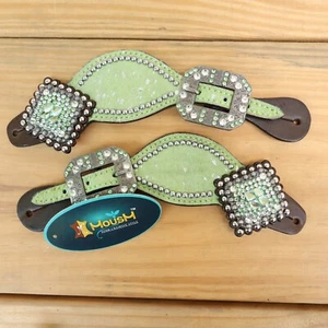 Western Leather Headstall and Breast Collar tack Set for the horse, Lime Green - Picture 1 of 55