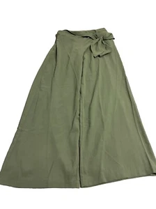 Womens Wide Leg Flare Oddy Pants Green Sz L Stretch Waist Relaxed Pull On - Picture 1 of 10