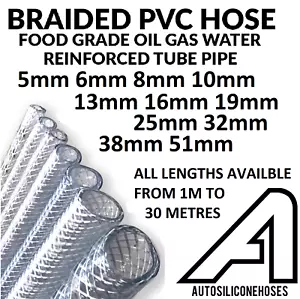 More details for pvc hose clear flexible reinforced braided food grade oil water tube pipe