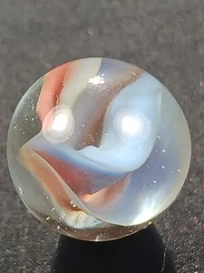 Vitro .66" Full Bloom Coral Pink Periwinkle Blue Cat's Eye Serious Marble A467 - Picture 1 of 12