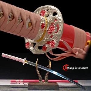 Espada afilada dama samurái japonesa de acero templado rosa katana de acero 1095 - Imagen 1 de 10