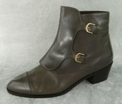 NUEVO J. CREW Collection Rtl. $350 BOTAS CHELSEA CUERO MONJE CORREA GRIS 8.5 ITALIA Foto 1 de 2