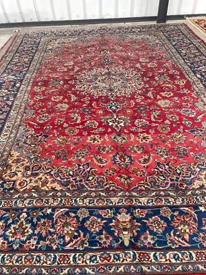 Alfombra de lana tejida a mano con diseño floral, 10' x 13' Foto 1 de 4