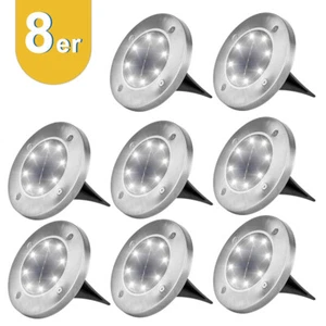 8xLED Solar Bodenstrahler Gartenstrahler 8Leds Solarleuchte Solarlampe Kaltweiß - Bild 1 von 12