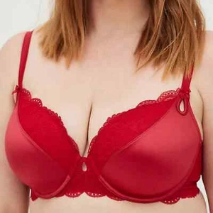 Torrid NWT Lightly Lined T-Shirt Bra Microfiber & Lace Red Underwire Size 46DDD - Picture 1 of 9
