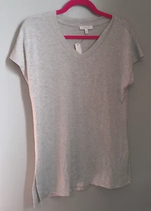 TALBOTS SIZE XS LIGHT GREY TEE WITH V NECK - Picture 1 of 3