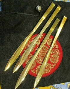 Set of Four (4) Vintage Brass 6 3/4" Letter Openers Engraved " THAILAND " L@@K! - Picture 1 of 6