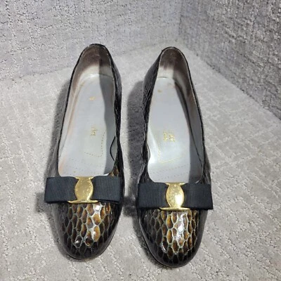 Alexandria Hecho en Italia Para Mujer Talla 7 EE. UU. Cuero Marrón Estampado Animal Tacones de Bomba Foto 1 de 4