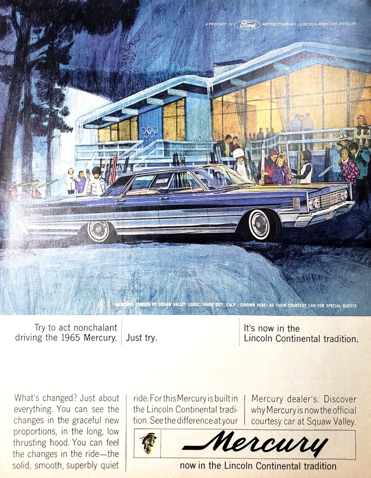 PRINT AD 1964 Ford 1965 Mercury in Lincoln Continental Tradition 10.5x13 - Image 1 of 1
