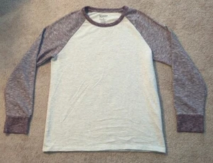 Arizona Jeans Co Medium Long Sleeve Marled Raglan Thermal Shirt Maroon White - Picture 1 of 9