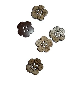 Flor coco reversible coser en redondo 3/4" - 4 agujeros botones, 5 piezas - Imagen 1 de 2