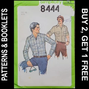 Camicia uomo vintage Simplicity modello top cucito #8444 taglia 42 NON TAGLIATA - Foto 1 di 7