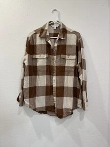 Old Navy Damen braun kariertes Langarm Boyfriend Hemd mit Knopfleiste Größe M - Bild 1 von 7