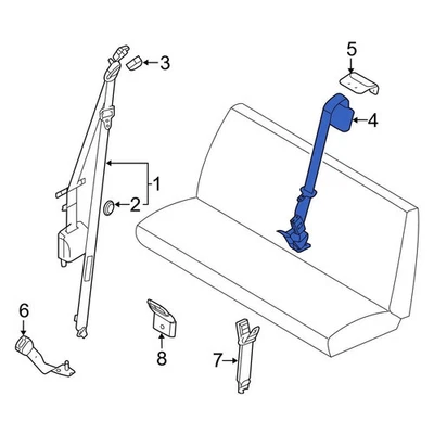 For Ford E-350 Super Duty 08-14 Ford Rear Right Seat Belt Lap & Shoulder Belt - Image 1 of 4