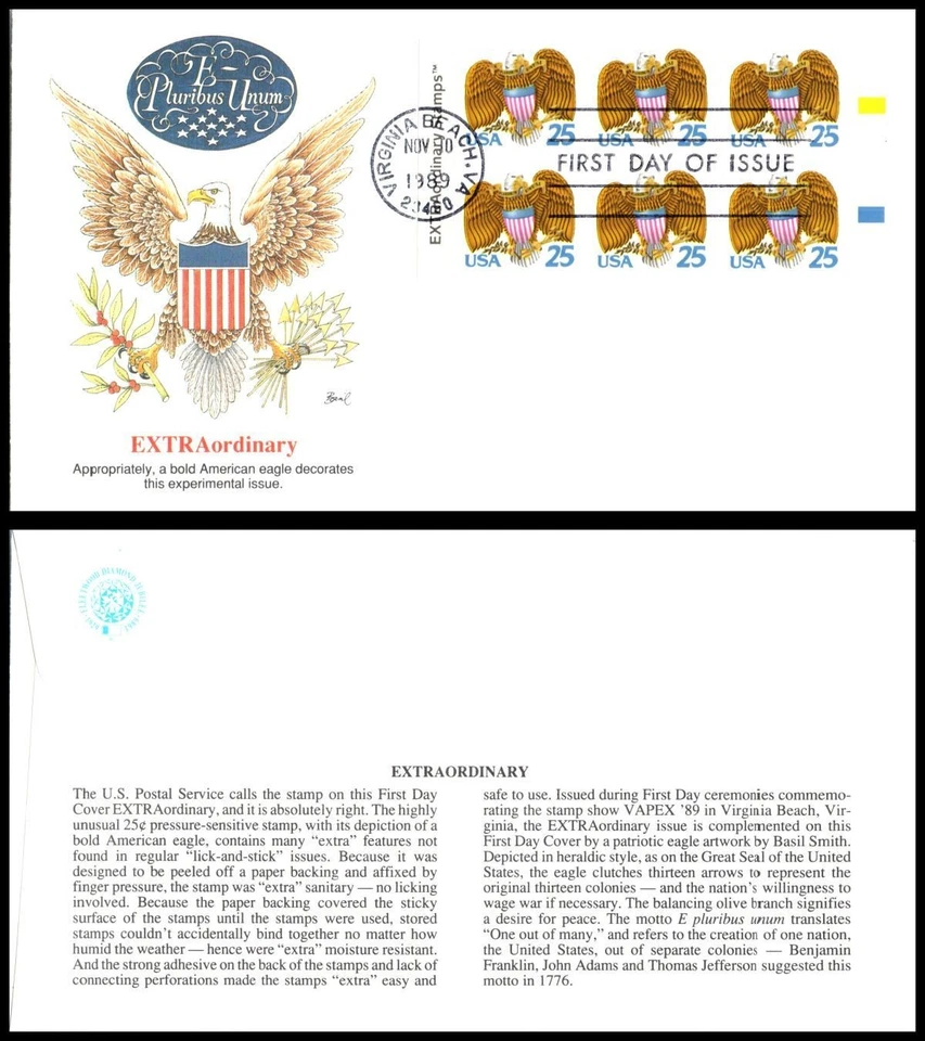 1989 American eagle shield EXTRAordinary booklet Sc 2431 FDC Fleetwood cachet - Image 1 of 1