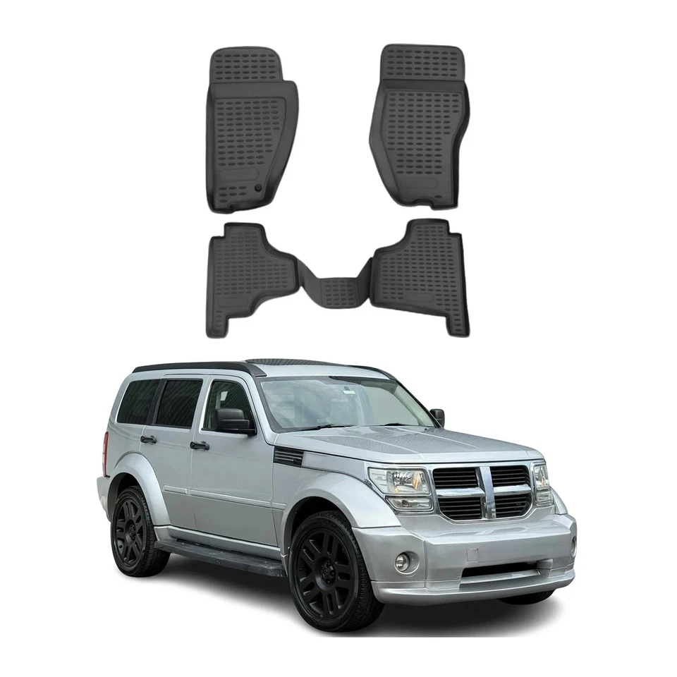 OMAC Floor Mats Liner for Dodge Nitro 2007-2012 Black TPE All-Weather 4 Pcs - Image 1 of 4