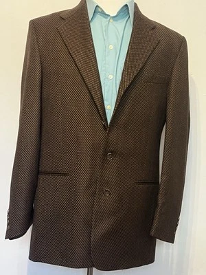 Fioravanti 软巧克力棕色图案运动外套 4 按钮无通风尺寸 40/42L — 第 1/4 张图片