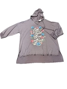 New Cato Women’s 3/4 Sleeve Pullover Hoodie Size 18/20 Lilac Floral Faith Grace - Picture 1 of 5