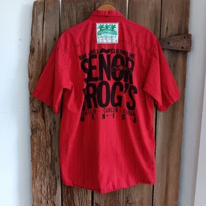Camicia vintage anni 90 Carlos 'N Charlie's Senor Frog's Mexico rossa con bottoni uomo grande - Foto 1 di 9