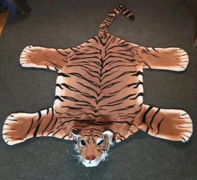Chrisha Playful Plush Stripes Orange Tiger Rug 49”x38” Vintage 1999 Very Nice  - Image 1 of 4