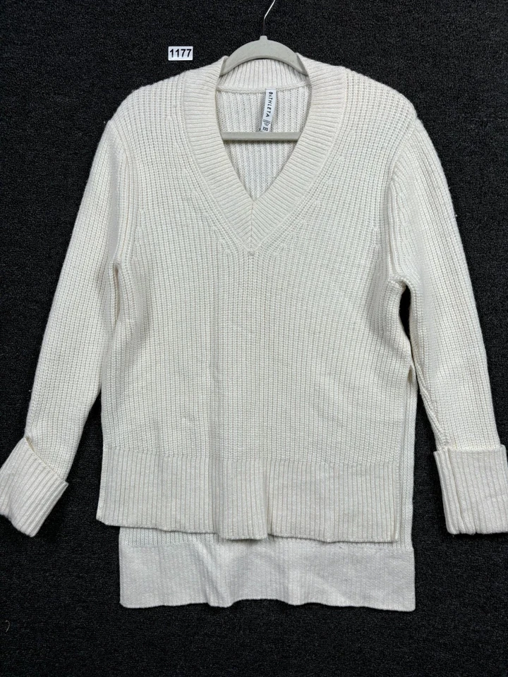 Athleta Shasta вязаный свитер женщин размер XXS Dove крем Hi низкий негабаритный v-образным вырезом - Изображение 1 из 4