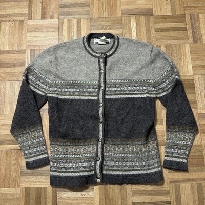 复古水晶神户设得兰羊毛开衫毛衣 1990 年代大号 — 第 1/4 张图片