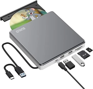 BUNUD External DVD Drive, USB-C SuperDrive USB 3.0 DVD Burner & Reader SD reader - Zdjęcie 1 z 15