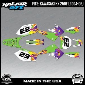 Graphics Kit for Kawasaki KX250F (2004-2005) KX 250F  Throwback - GREEN - Picture 1 of 4