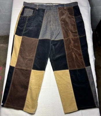 VTG Pelle Pelle Sz 46x34 (42x28) Patchwork Denim Corduroy Button Fly Baggy Jeans - Image 1 of 4