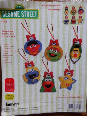 Janlynn Plaza Sésamo Punto de Cruz Navidad Adornos Kit (6) - Abierto Foto 1 de 3