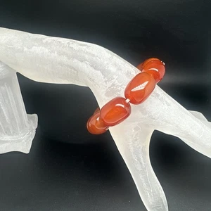 Natural Red Agate Barrel Bead Bracelet - Picture 1 of 5