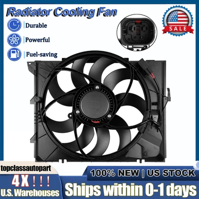 Radiator Cooling Fan Assy 600W Fits BMW E90 128i 323i 325i 328i 330i 17427562080 - Image 1 of 4