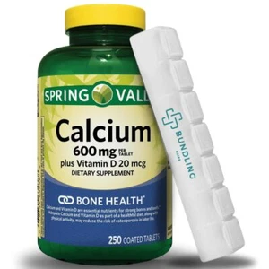Spring Valley Calcium 600mg Plus Vitamin D Dietary Supplement Tablets 250 Cou... - Picture 1 of 1